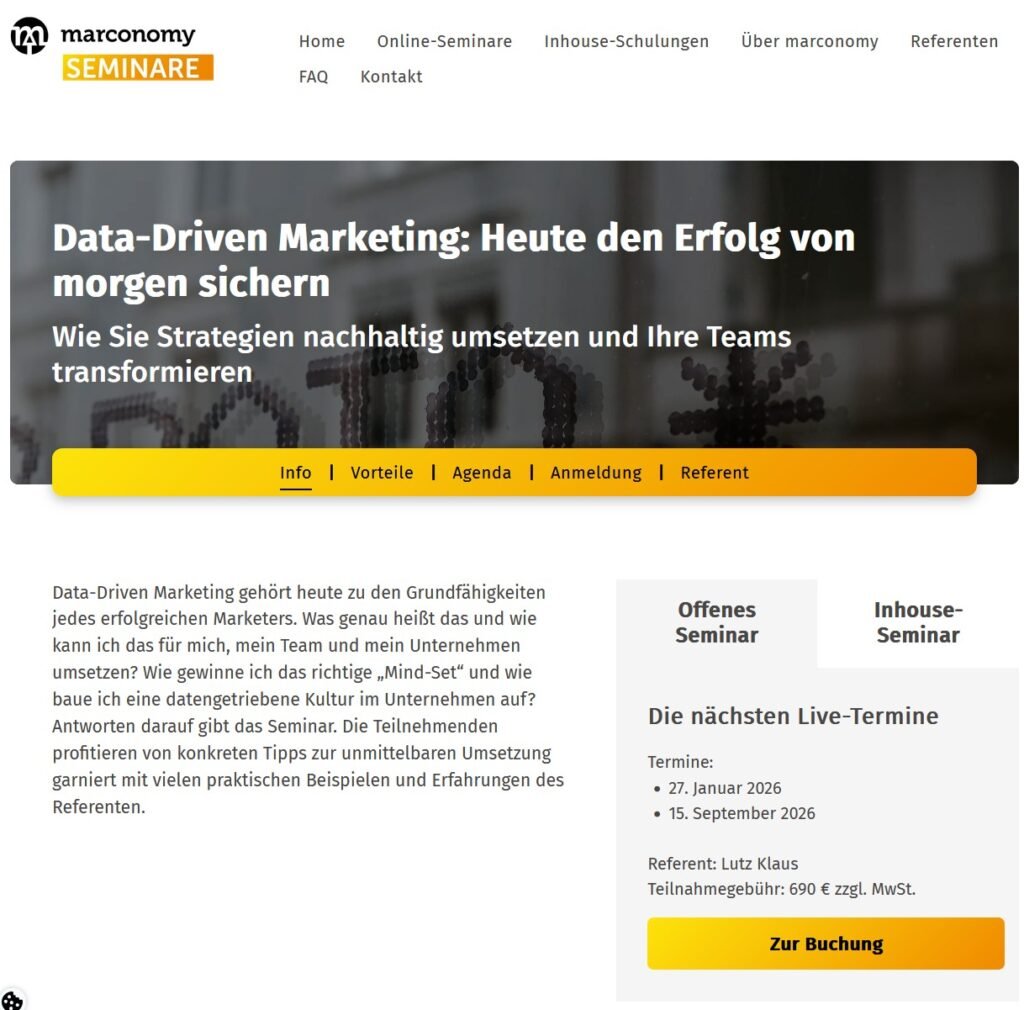 Data-Driven Marketing: Heute den Erfolg morgen sichern - Kurs - Lutz Klaus - Marketing ROI Experts - Ihr Experte für B2B-Marketing