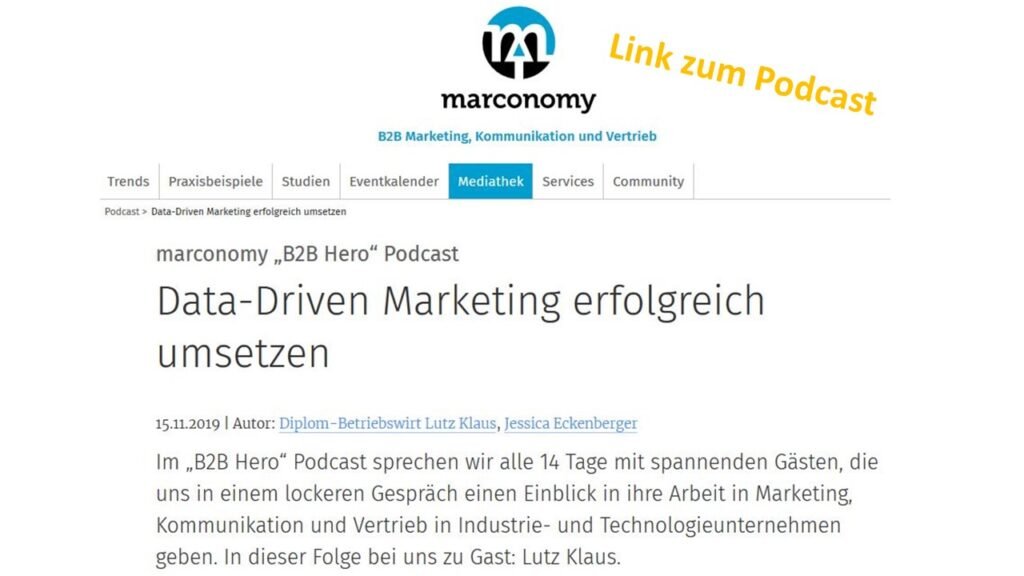 marconomy B2B Hero Podcast - Successfully implementing data-driven marketing - Marketing ROI Experts - Your expert for B2B marketing